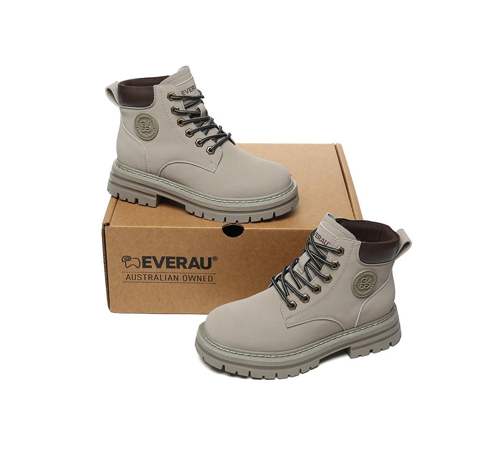 UGG Boots Women Leather Sheepskin Wool Lace Up Chunky Aubrey - UGG Boots - Grey - AU Ladies 4 / AU Men 2 / EU 35 - Uggoutlet