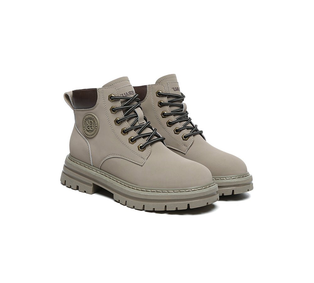 UGG Boots Women Leather Sheepskin Wool Lace Up Chunky Aubrey - UGG Boots - Grey - AU Ladies 4 / AU Men 2 / EU 35 - Uggoutlet