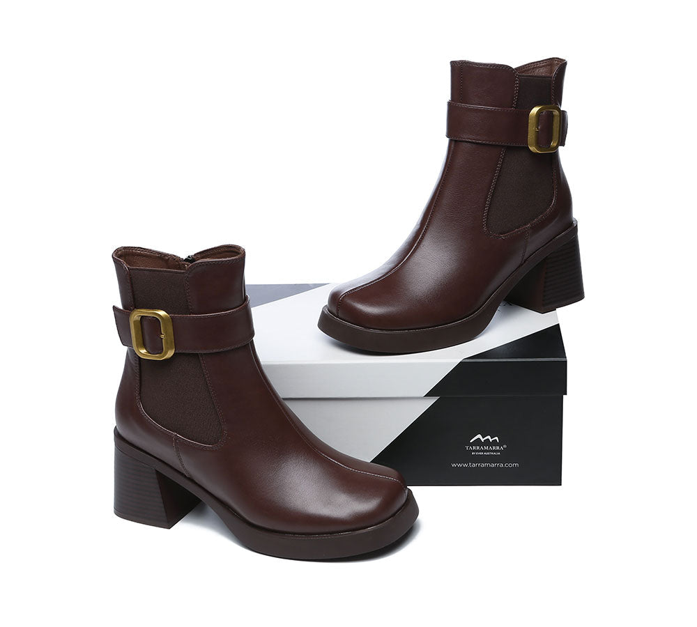 UGG Boots - Women's Leather Heels Ankle Boots Jane