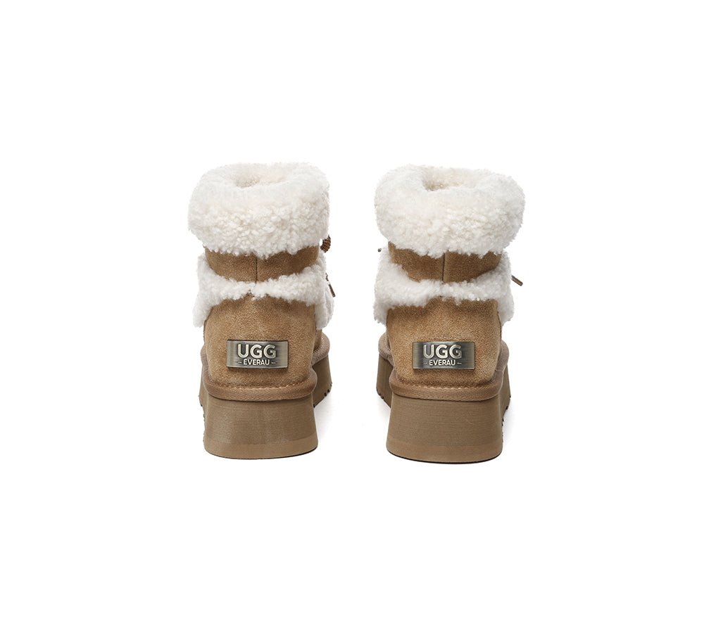 UGG Boots Women Sheepskin Wool Ankle Platform Short Carmen - UGG Boots - Chestnut - AU Ladies 4 / AU Men 2 / EU 35 - Uggoutlet