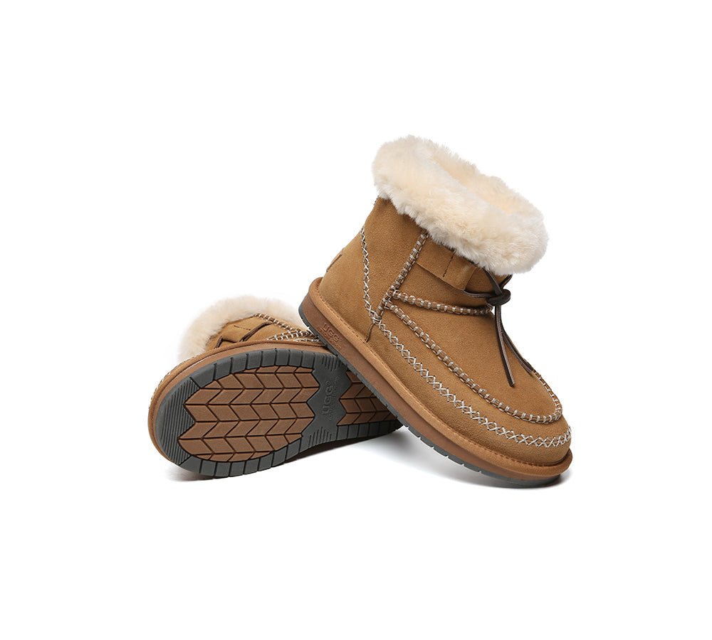 UGG Boots Women Sheepskin Wool Ankle Woven Mini Stormy - UGG Boots - Chestnut - AU Ladies 4 / AU Men 2 / EU 35 - Uggoutlet