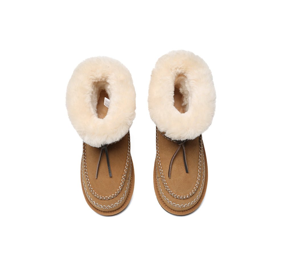 UGG Boots Women Sheepskin Wool Ankle Woven Mini Stormy - UGG Boots - Chestnut - AU Ladies 4 / AU Men 2 / EU 35 - Uggoutlet