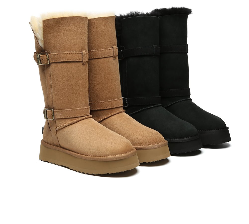 EVERAU UGG Boots Women Sheepskin Wool Knee High Platform Tall Valerie Uggoutlet