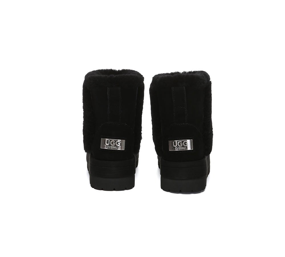 UGG Boots Women Sheepskin Wool Shearling Lined Ankle Platform Udelia - UGG Boots - Black - AU Ladies 4 / AU Men 2 / EU 35 - Uggoutlet