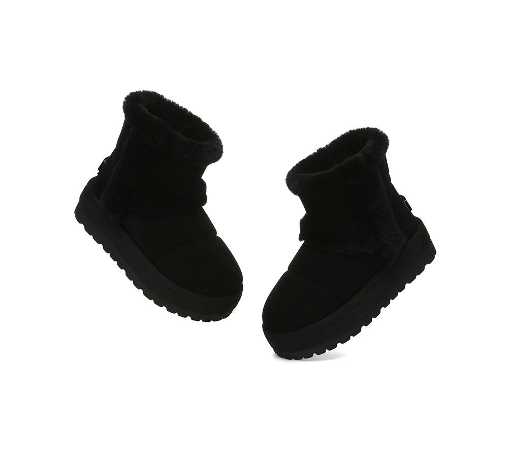 UGG Boots Women Sheepskin Wool Shearling Lined Ankle Platform Udelia - UGG Boots - Black - AU Ladies 4 / AU Men 2 / EU 35 - Uggoutlet