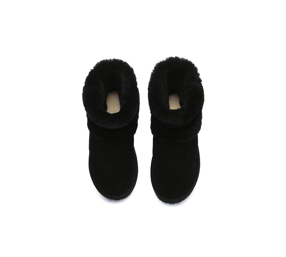 UGG Boots Women Sheepskin Wool Shearling Lined Ankle Platform Udelia - UGG Boots - Black - AU Ladies 4 / AU Men 2 / EU 35 - Uggoutlet