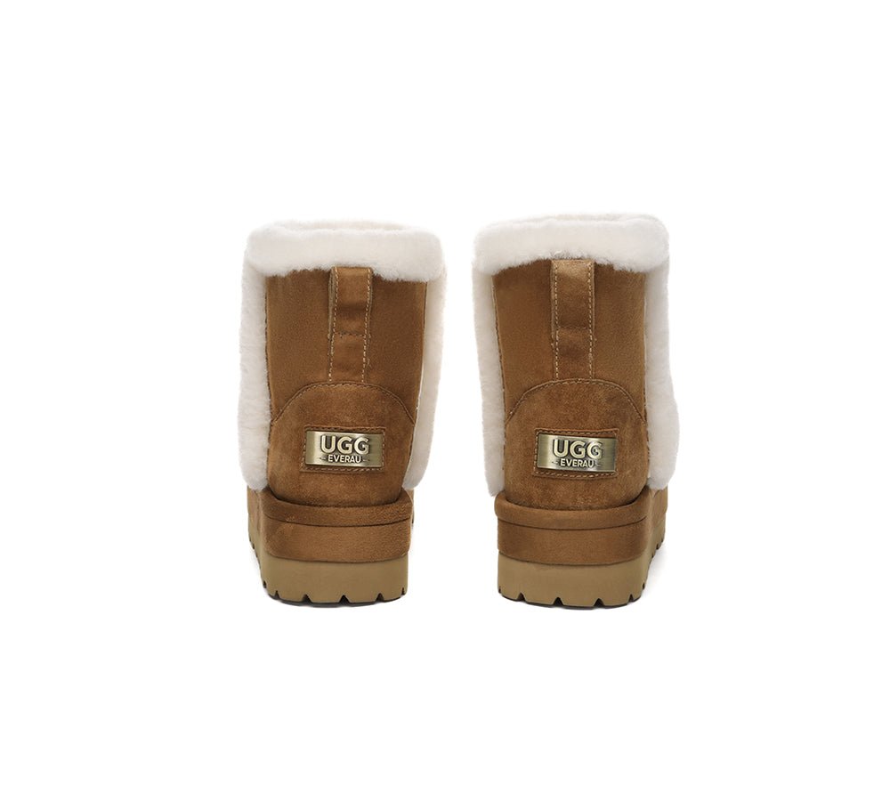 UGG Boots Women Sheepskin Wool Shearling Lined Ankle Platform Udelia - UGG Boots - Chestnut - AU Ladies 4 / AU Men 2 / EU 35 - Uggoutlet