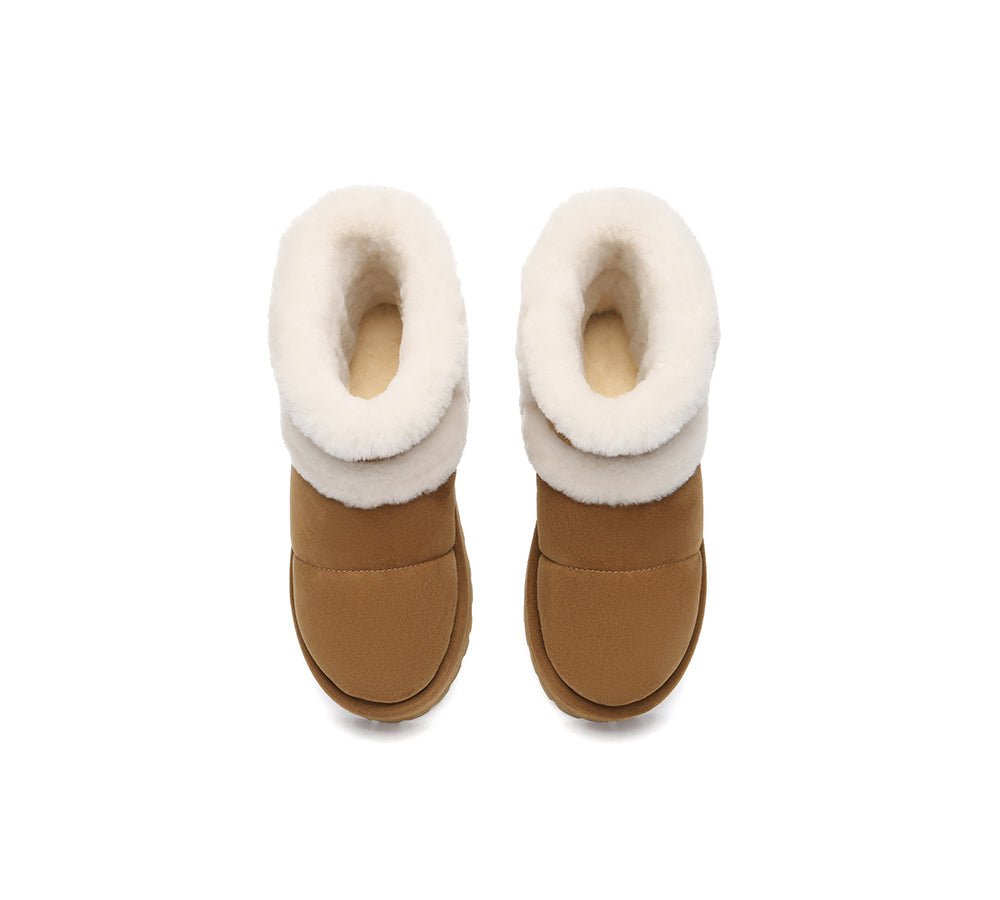 UGG Boots Women Sheepskin Wool Shearling Lined Ankle Platform Udelia - UGG Boots - Chestnut - AU Ladies 4 / AU Men 2 / EU 35 - Uggoutlet