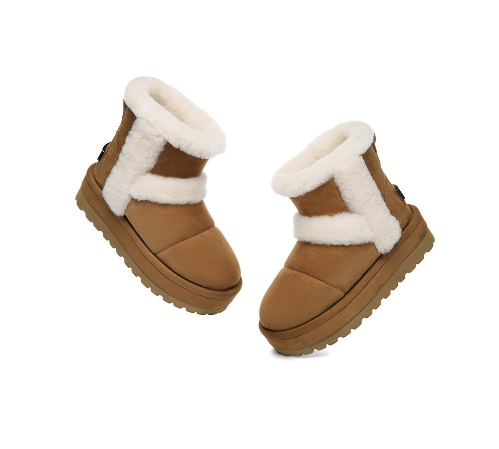 UGG Boots Women Sheepskin Wool Shearling Lined Ankle Platform Udelia - UGG Boots - Chestnut - AU Ladies 4 / AU Men 2 / EU 35 - Uggoutlet