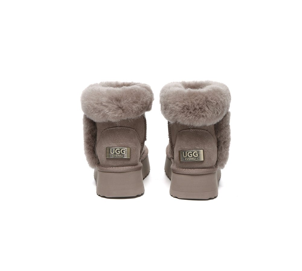 UGG Boots Women Sheepskin Wool Shearling Lined Mini Platform Kazzi - UGG Boots - Brown - AU Ladies 4 / AU Men 2 / EU 35 - Uggoutlet