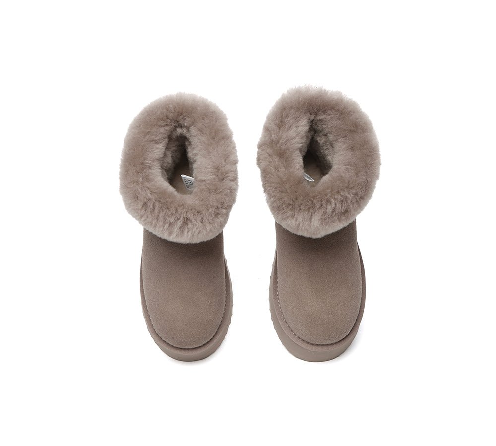UGG Boots Women Sheepskin Wool Shearling Lined Mini Platform Kazzi - UGG Boots - Brown - AU Ladies 4 / AU Men 2 / EU 35 - Uggoutlet