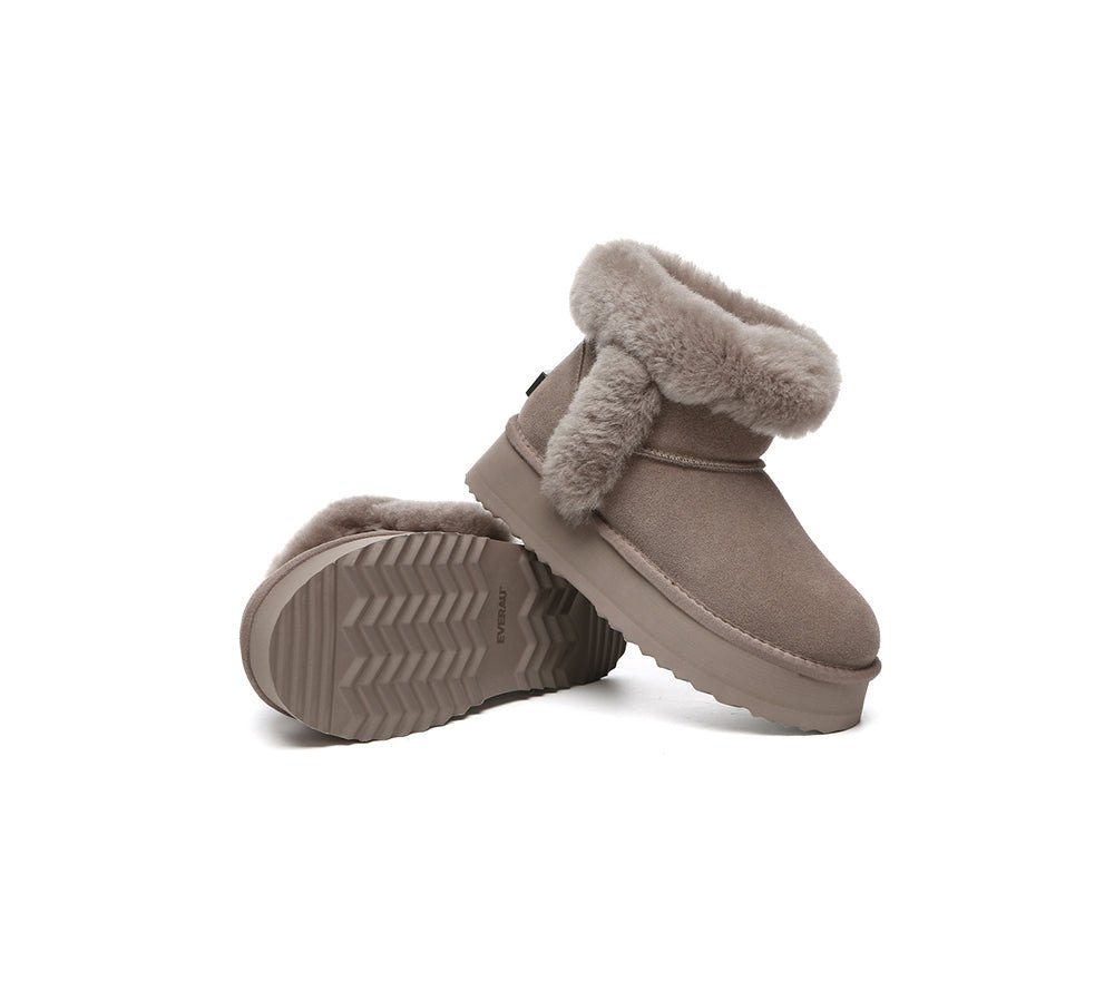 UGG Boots Women Sheepskin Wool Shearling Lined Mini Platform Kazzi - UGG Boots - Brown - AU Ladies 4 / AU Men 2 / EU 35 - Uggoutlet
