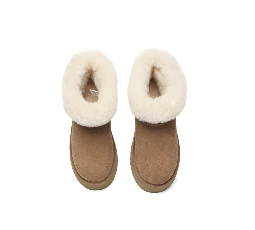 UGG Boots Women Sheepskin Wool Shearling Lined Mini Platform Kazzi - UGG Boots - Chestnut - AU Ladies 4 / AU Men 2 / EU 35 - Uggoutlet