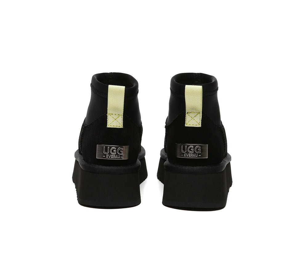 UGG Boots Women Sheepskin Wool Stretchy Ankle Mini Platform Ethel - UGG Boots - Black - AU Ladies 4 / AU Men 2 / EU 35 - Uggoutlet