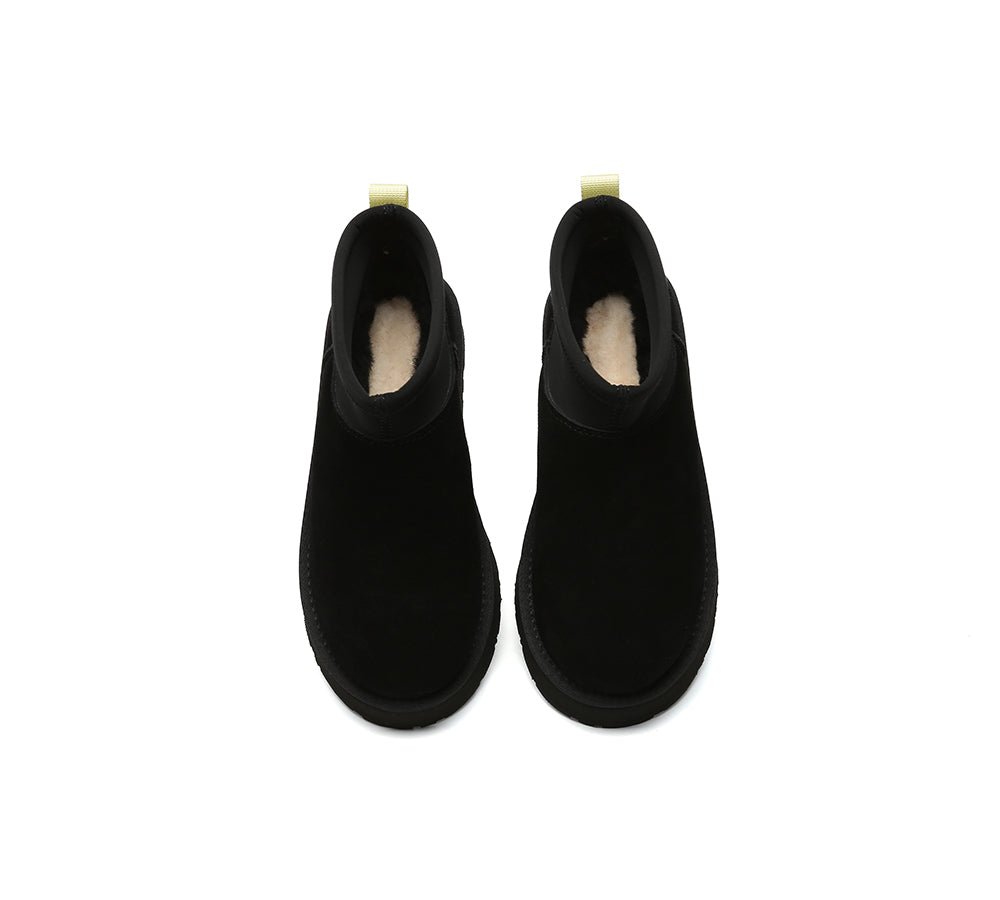UGG Boots Women Sheepskin Wool Stretchy Ankle Mini Platform Ethel - UGG Boots - Black - AU Ladies 4 / AU Men 2 / EU 35 - Uggoutlet
