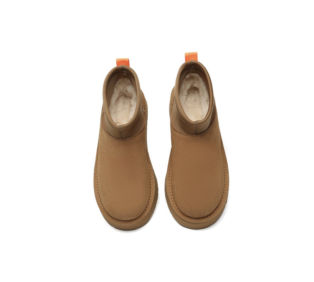 UGG Boots Women Sheepskin Wool Stretchy Ankle Mini Platform Ethel - UGG Boots - Chestnut - AU Ladies 4 / AU Men 2 / EU 35 - Uggoutlet
