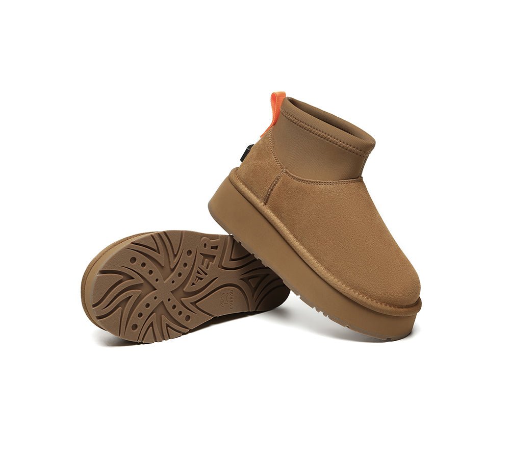UGG Boots Women Sheepskin Wool Stretchy Ankle Mini Platform Ethel - UGG Boots - Chestnut - AU Ladies 4 / AU Men 2 / EU 35 - Uggoutlet