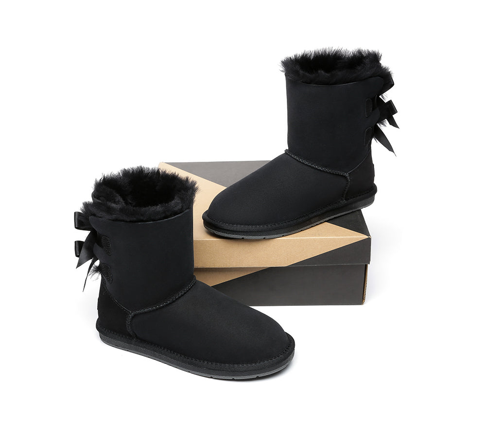 UGG Boots - Women Short Ugg Boots With Double Back Bow