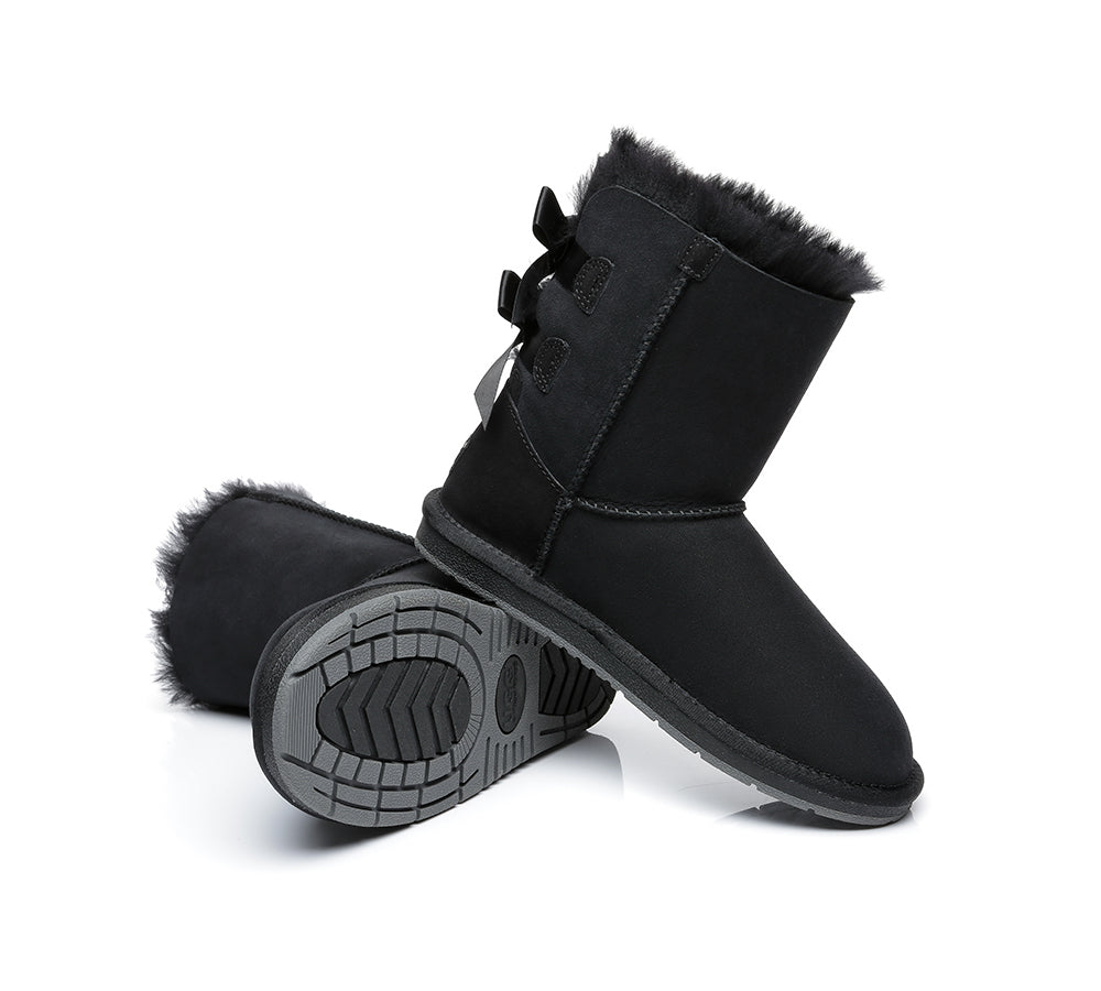 UGG Boots - Women Short Ugg Boots With Double Back Bow