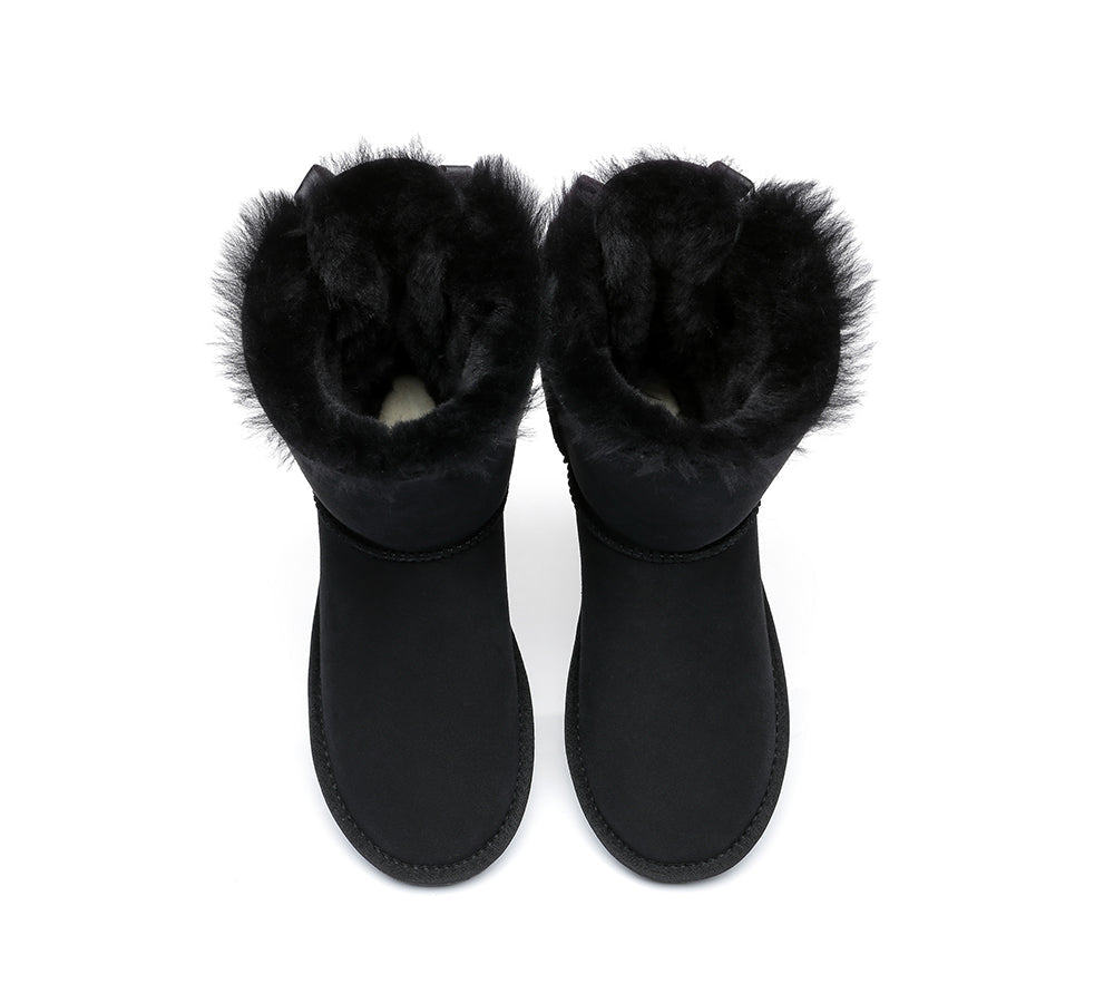 UGG Boots - Women Short Ugg Boots With Double Back Bow