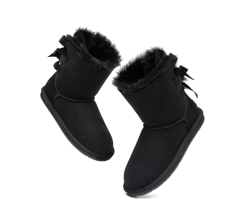 UGG Boots - Women Short Ugg Boots With Double Back Bow