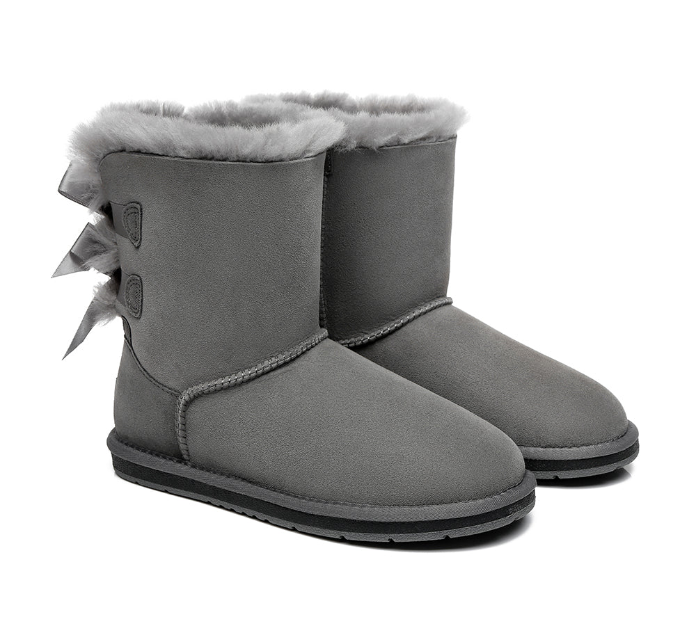 UGG Boots - Women Short Ugg Boots With Double Back Bow