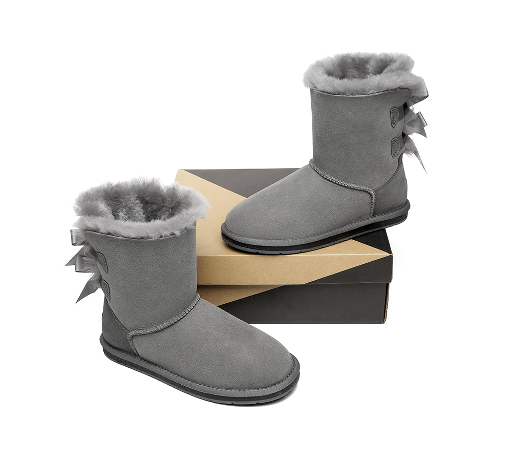 UGG Boots - Women Short Ugg Boots With Double Back Bow