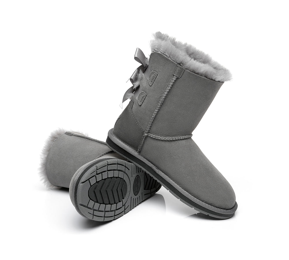 UGG Boots - Women Short Ugg Boots With Double Back Bow