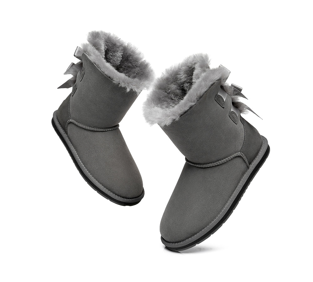 UGG Boots - Women Short Ugg Boots With Double Back Bow