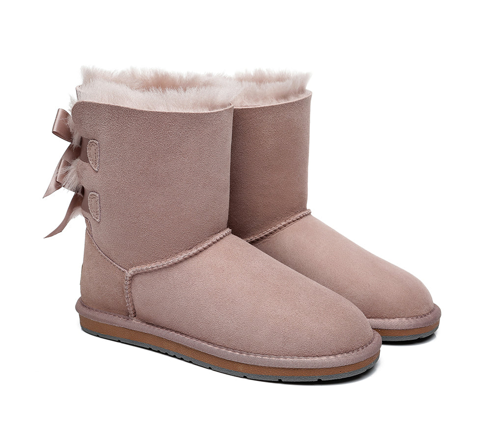 UGG Boots - Women Short Ugg Boots With Double Back Bow