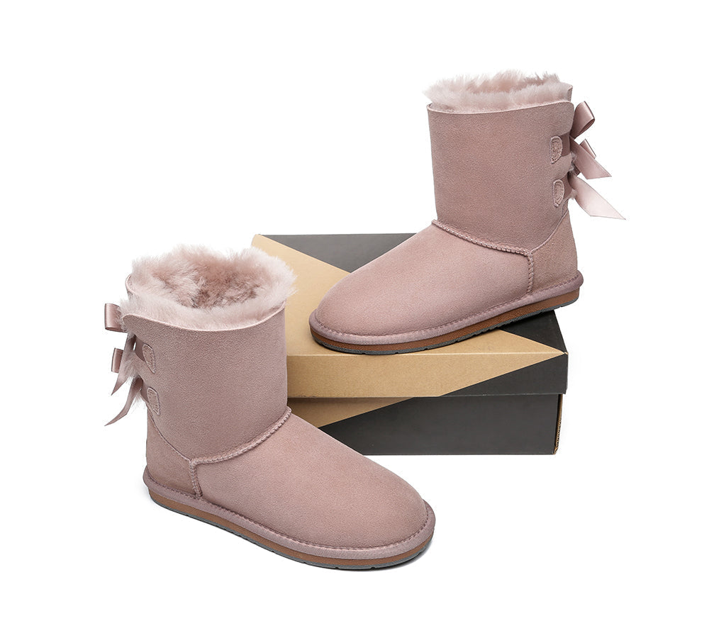 UGG Boots - Women Short Ugg Boots With Double Back Bow