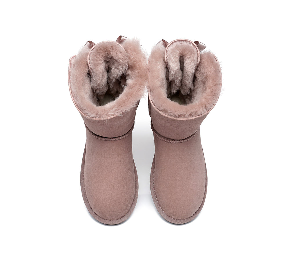 UGG Boots - Women Short Ugg Boots With Double Back Bow