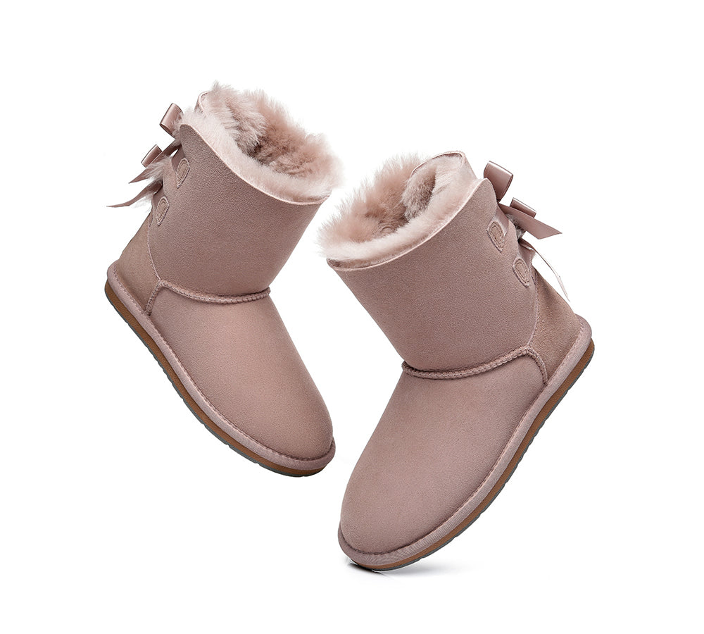 UGG Boots - Women Short Ugg Boots With Double Back Bow