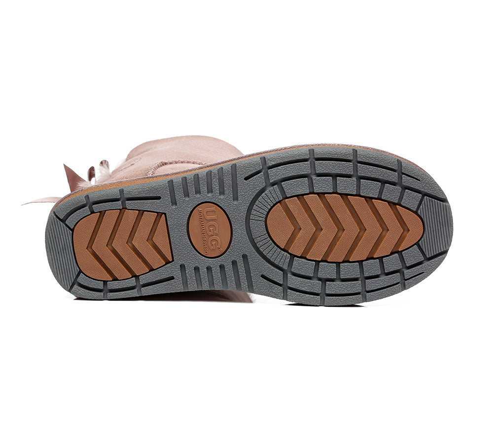 UGG Boots - Women Short Ugg Boots With Double Back Bow
