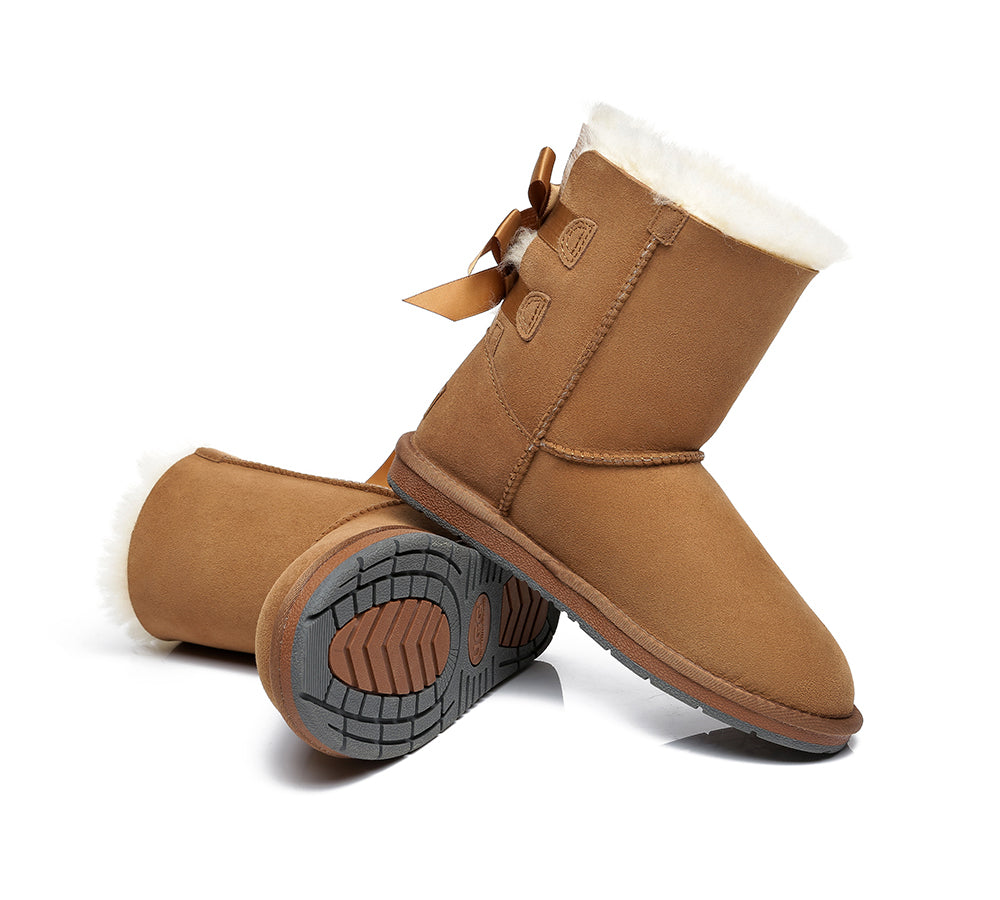 UGG Boots - Women Short Ugg Boots With Double Back Bow