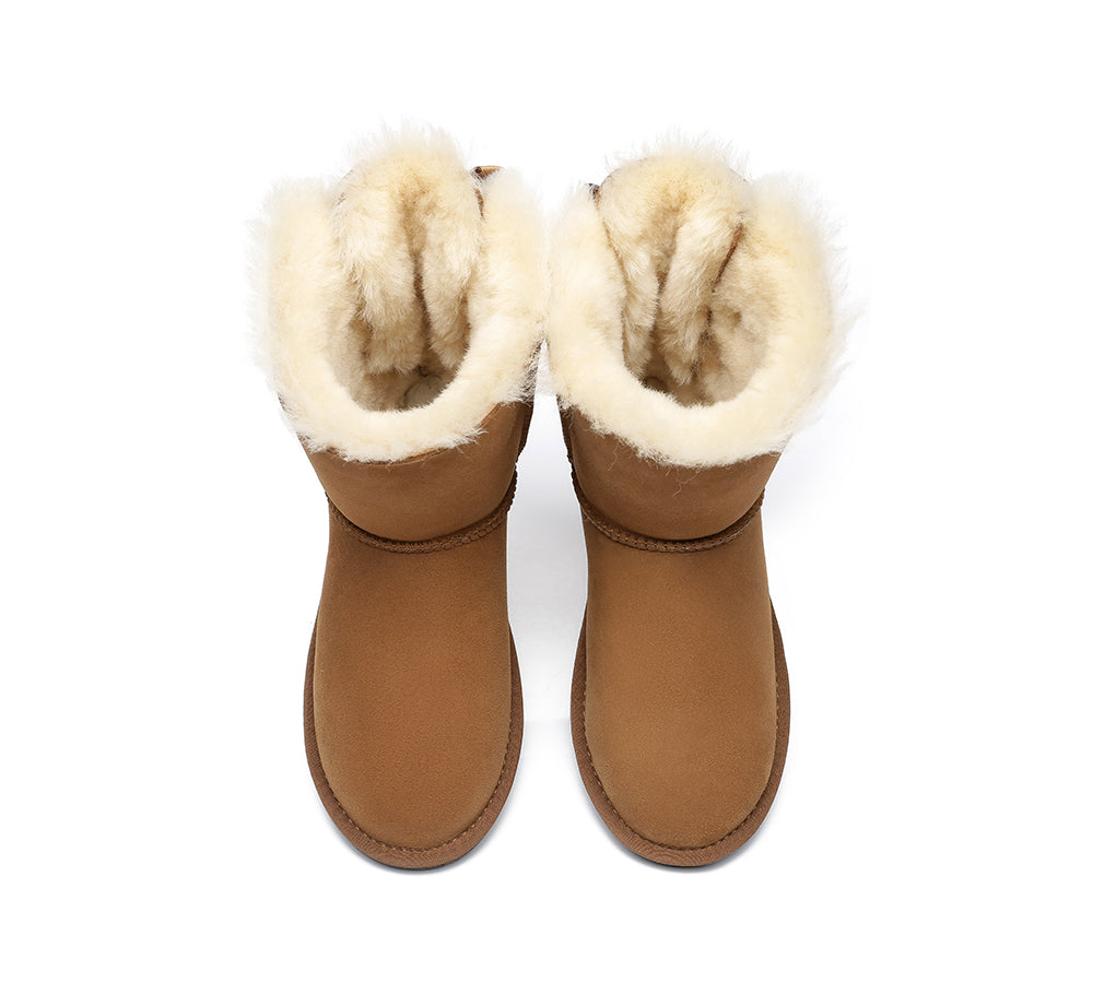 UGG Boots - Women Short Ugg Boots With Double Back Bow