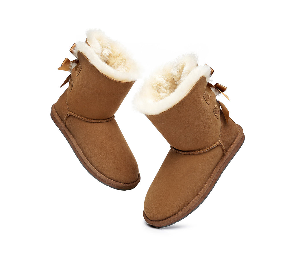 UGG Boots - Women Short Ugg Boots With Double Back Bow