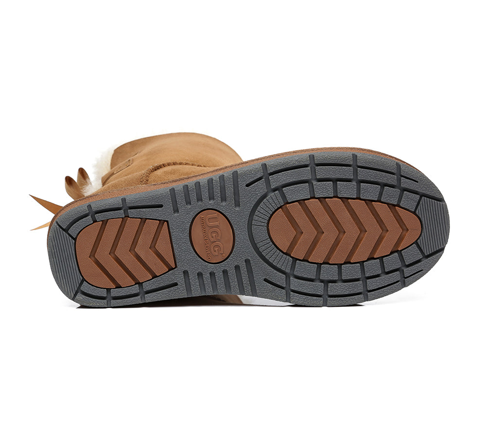 UGG Boots - Women Short Ugg Boots With Double Back Bow