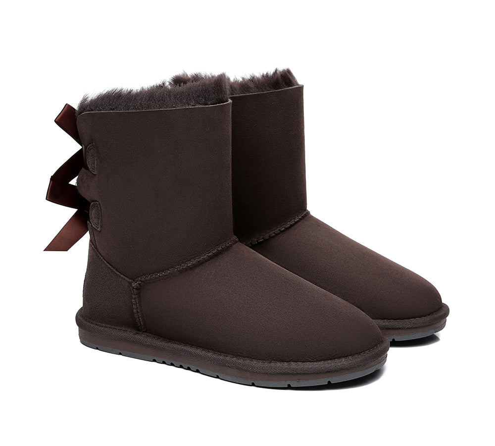 UGG Boots - Women Short Ugg Boots With Double Back Bow