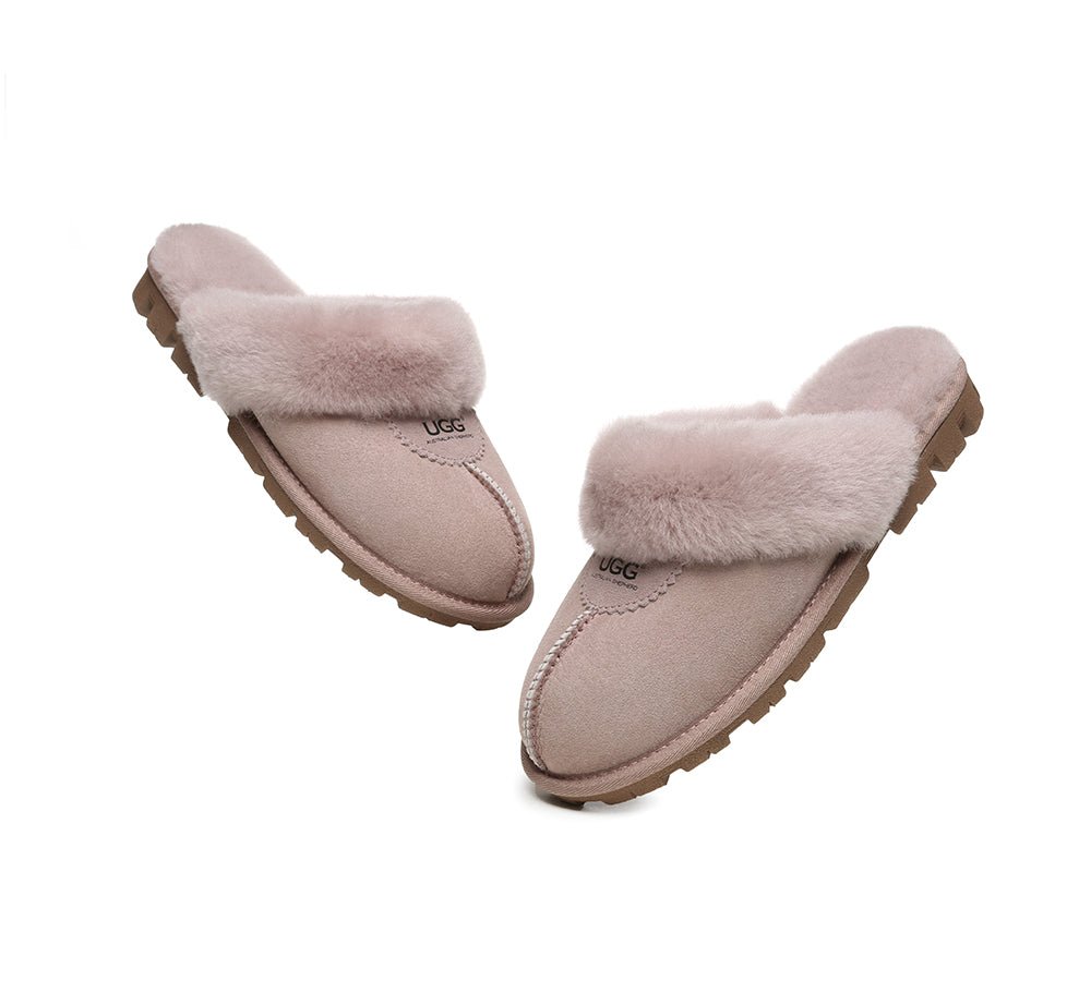 UGG Double Face Sheepskin Wool Scuff Slippers Waffle - UGG Slippers - Dawn Pink - AU Ladies 4 / AU Men 2 / EU 35 - Uggoutlet