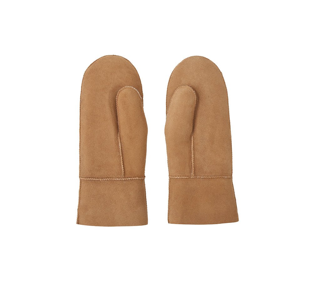 UGG Gloves Fluffy Sheepskin Wool Men Mittens - Gloves - Chestnut - 9 - Uggoutlet