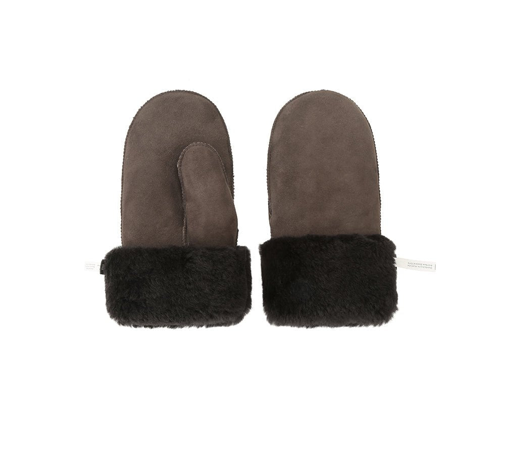UGG Gloves Fluffy Sheepskin Wool Men Mittens - Gloves - Chocolate - 9 - Uggoutlet