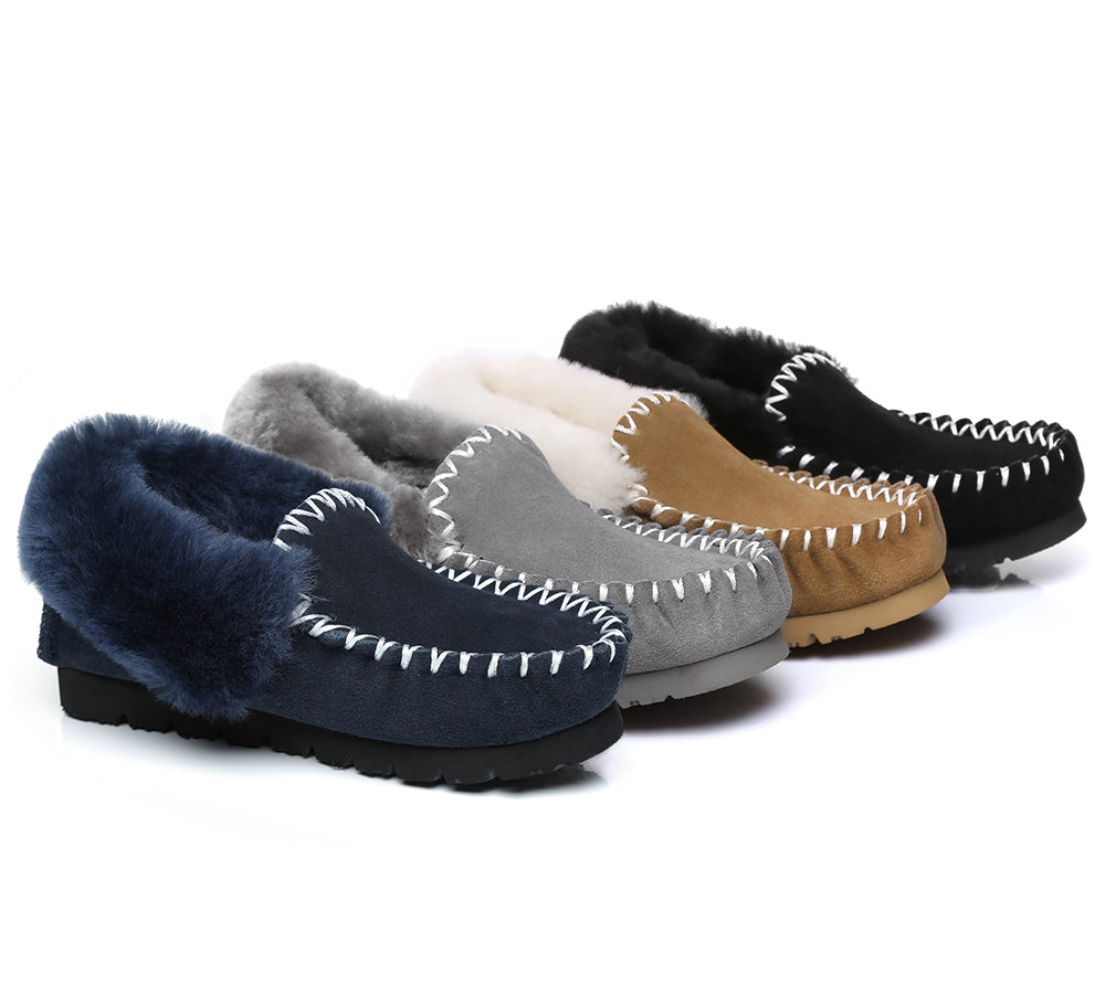 Mens Sheepskin Wool Ankle Slippers Popo Moccasins Big Size – Uggoutlet