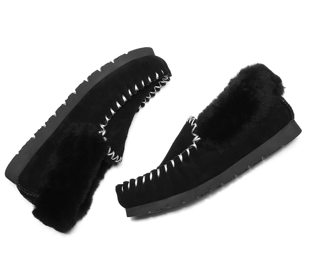 UGG Slippers - Ankle Sheepskin Slippers Mens Popo Moccasins Big Size