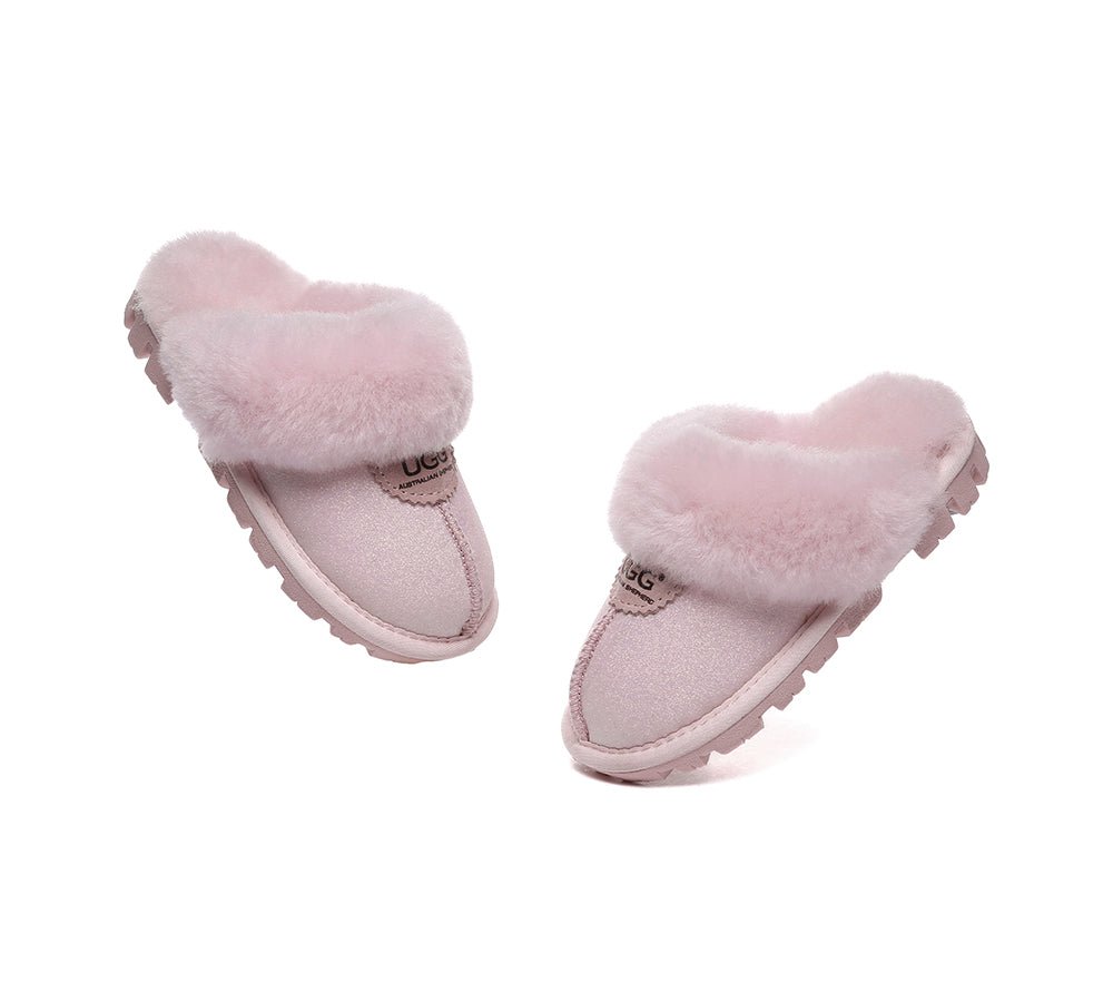 UGG Slippers Kids Sheepskin Wool Shirley - UGG Slippers - Pink - AU Kids 4 - 5 / EU 21 - 22 - Uggoutlet