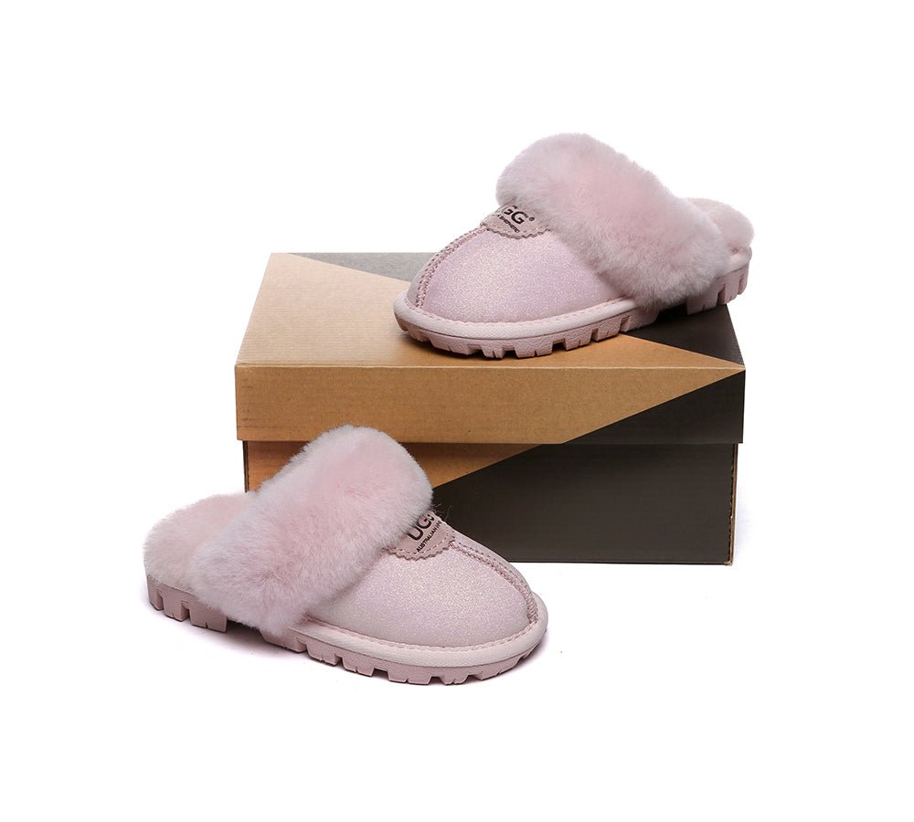 UGG Slippers Kids Sheepskin Wool Shirley - UGG Slippers - Pink - AU Kids 4 - 5 / EU 21 - 22 - Uggoutlet