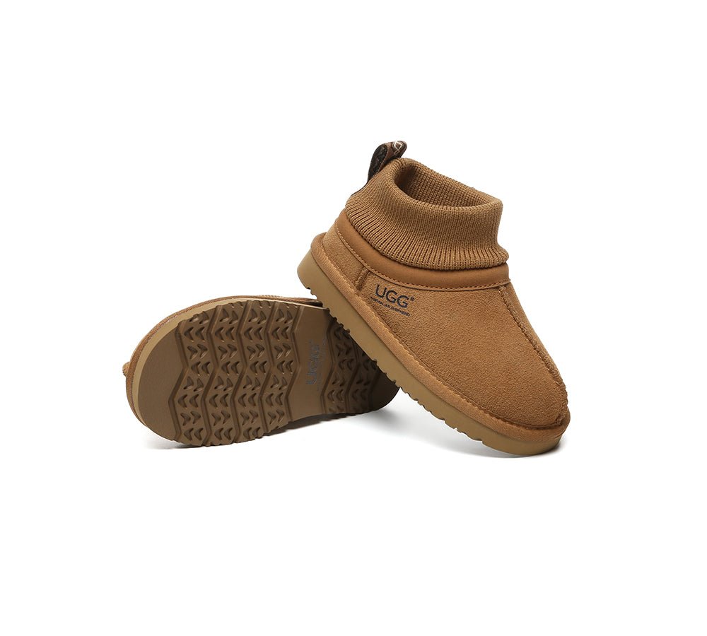 UGG Slippers Kids Sheepskin Wool Stretchy Ankle Margaret - UGG Boots - Chestnut - AU Kids 4 - 5 / EU 21 - 22 - Uggoutlet