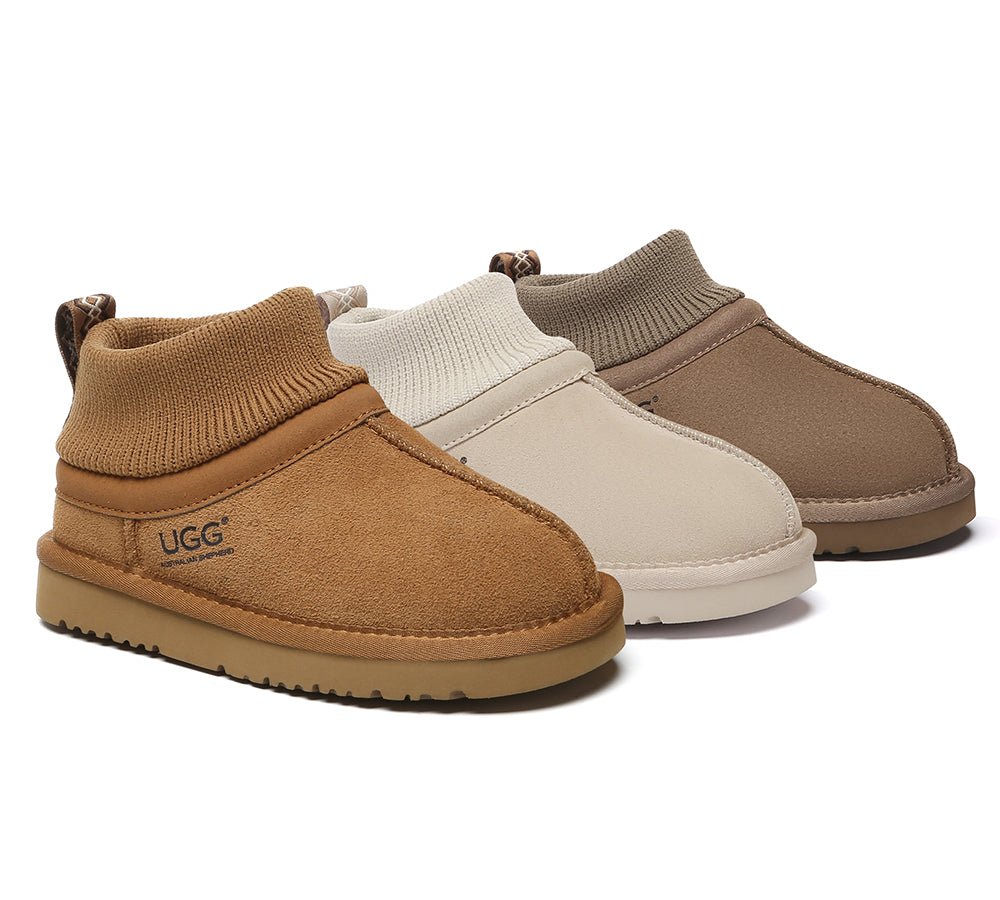 UGG Slippers Kids Sheepskin Wool Stretchy Ankle Margaret - UGG Boots - Chestnut - AU Kids 4 - 5 / EU 21 - 22 - Uggoutlet