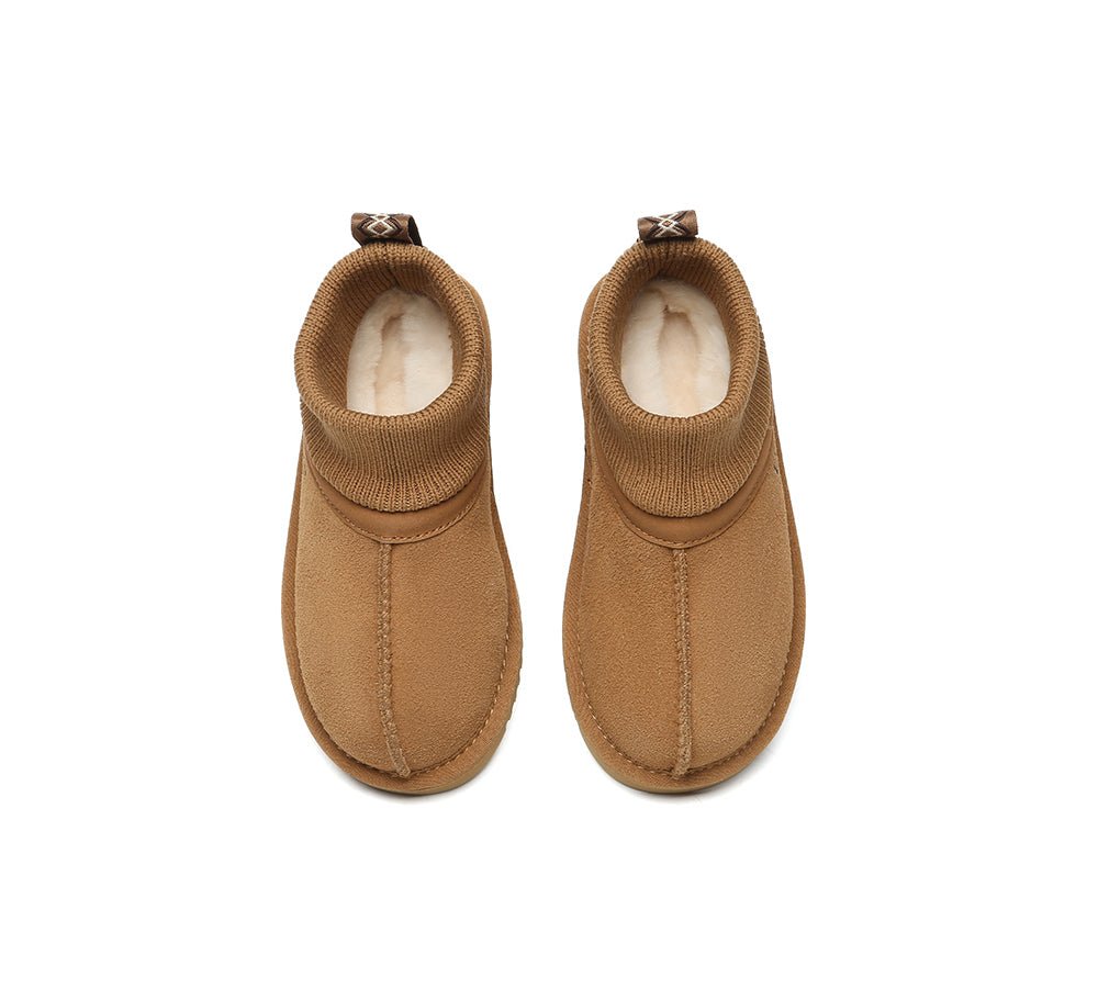 UGG Slippers Kids Sheepskin Wool Stretchy Ankle Margaret - UGG Boots - Chestnut - AU Kids 4 - 5 / EU 21 - 22 - Uggoutlet