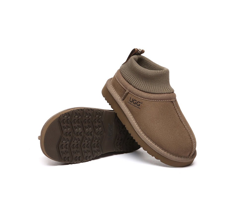 UGG Slippers Kids Sheepskin Wool Stretchy Ankle Margaret - UGG Boots - Olive Brown - AU Kids 11 - 12 / EU 29 - 32 - Uggoutlet